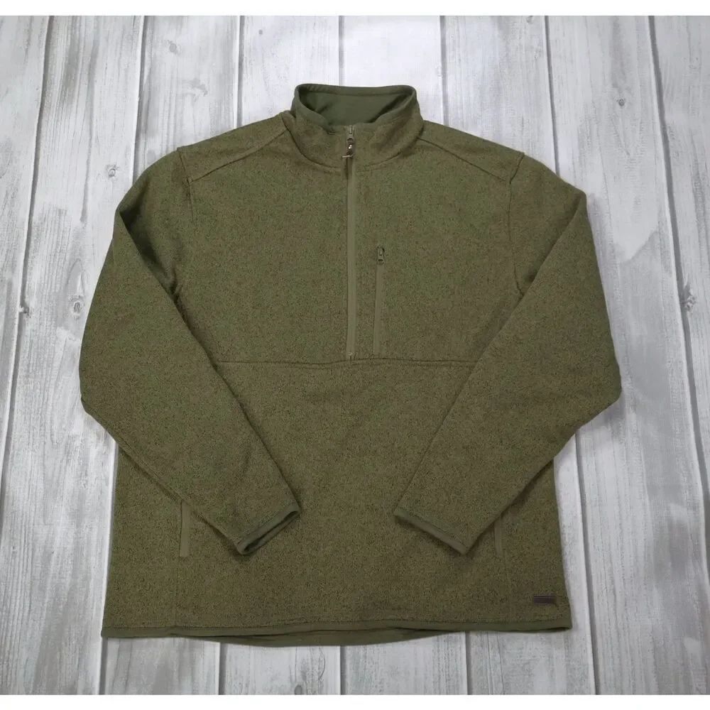 Smiths Workwear Sweater Fleece Half Zip Pullover Men's Olive Green Size XL